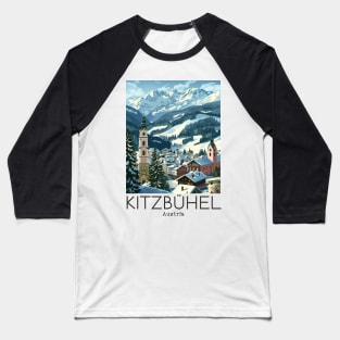 A Vintage Travel Illustration of Kitzbühel - Austria Baseball T-Shirt